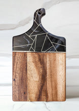 Load image into Gallery viewer, Geometric black marbled charcuterie board