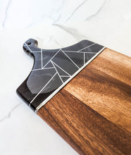 Load image into Gallery viewer, Geometric black marbled charcuterie board