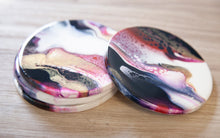 Load image into Gallery viewer, Red, dark blue, and gold coasters