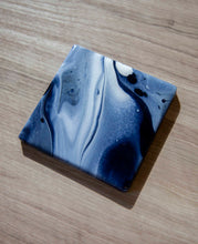 Load image into Gallery viewer, White and blue marbled coasters