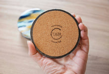 Load image into Gallery viewer, Blue and yellow abstract painted coasters