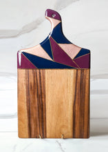 Load image into Gallery viewer, Geometric Maroon, Navy, and Rose gold charcuterie board