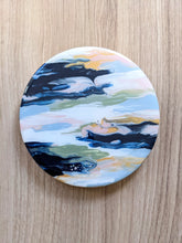 Load image into Gallery viewer, Pink blue and gold abstract painted coasters