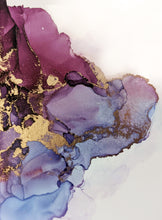 Load image into Gallery viewer, Purple and gold alcohol ink original artwork