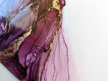 Load image into Gallery viewer, Purple and gold alcohol ink original artwork