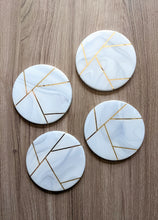 Load image into Gallery viewer, Marbled modern coasters (gold and silver options)