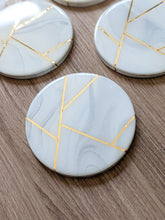 Load image into Gallery viewer, Marbled modern coasters (gold and silver options)