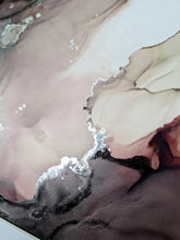 Load image into Gallery viewer, Burgundy and silver alcohol ink original artwork