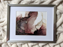 Load image into Gallery viewer, Burgundy and silver alcohol ink original artwork