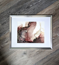 Load image into Gallery viewer, Burgundy and silver alcohol ink original artwork