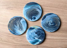 Load image into Gallery viewer, Blue spiral abstract coasters