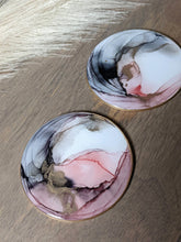 Load image into Gallery viewer, Pink and black alcohol ink coasters