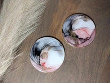 Load image into Gallery viewer, Pink and black alcohol ink coasters