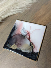 Load image into Gallery viewer, Pink and black alcohol ink coasters