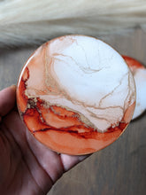 Load image into Gallery viewer, Rust orange alcohol ink coasters