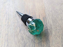 Load image into Gallery viewer, Teal and gold gem resin wine stopper