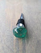 Load image into Gallery viewer, Teal and gold gem resin wine stopper