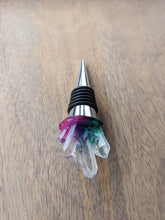 Load image into Gallery viewer, Pink, purple, and green crystal resin wine stopper