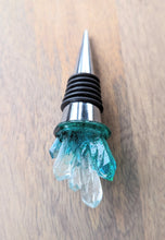 Load image into Gallery viewer, Blue and teal crystal resin wine stopper
