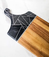 Load image into Gallery viewer, Geometric black marbled charcuterie board