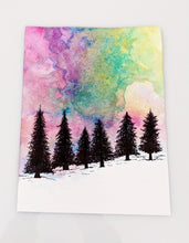 Load image into Gallery viewer, Original framed northern light inspired snow art