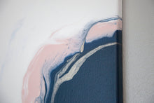 Load image into Gallery viewer, Fluid navy, pink and gold triptych pour painting