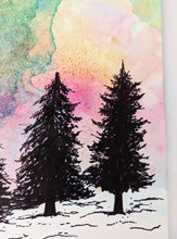 Load image into Gallery viewer, Original framed northern light inspired snow art