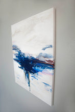 Load image into Gallery viewer, Metallic navy blue and pearl pour painting