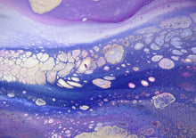 Load image into Gallery viewer, Outer space themed purple abstract pour painting