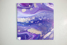 Load image into Gallery viewer, Outer space themed purple abstract pour painting