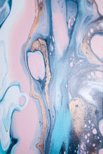 Load image into Gallery viewer, Metallic pink, teal, white abstract pour painting
