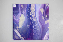 Load image into Gallery viewer, Outer space themed purple abstract pour painting