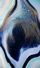 Load image into Gallery viewer, Blue and gold spiral abstract painting