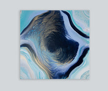 Load image into Gallery viewer, Blue and gold spiral abstract painting