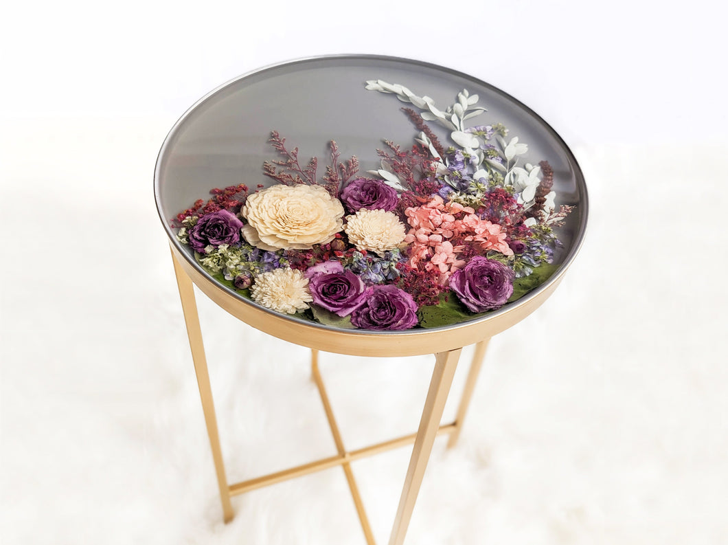 Gold flower cast table