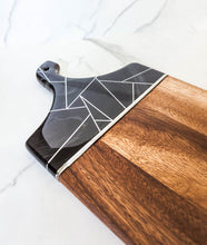 Load image into Gallery viewer, Geometric black marbled charcuterie board
