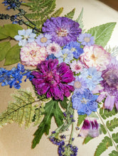 Load image into Gallery viewer, Purple flower cast gold serving tray
