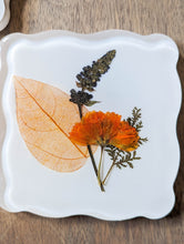 Load image into Gallery viewer, Orange Flower geometric modern resin coasters (Set of 2)
