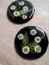 Load image into Gallery viewer, Black daisy flower geometric modern resin coasters (Set of 2)
