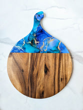 Load image into Gallery viewer, Teal, blue and gold charcuterie board
