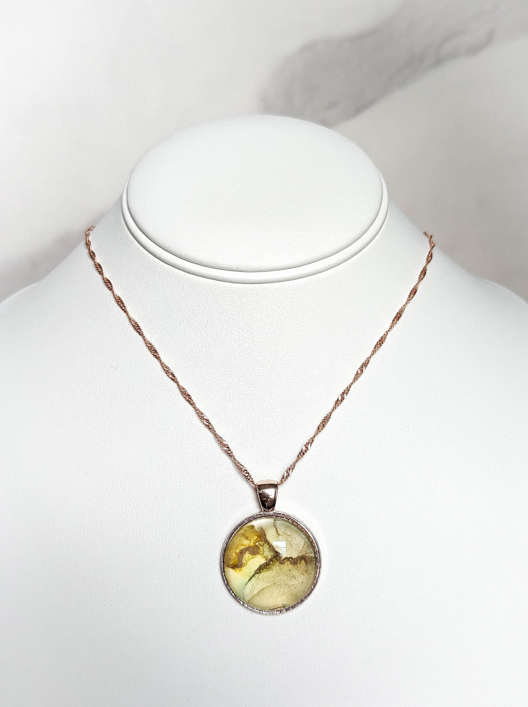Hand painted alcohol ink pendant necklace