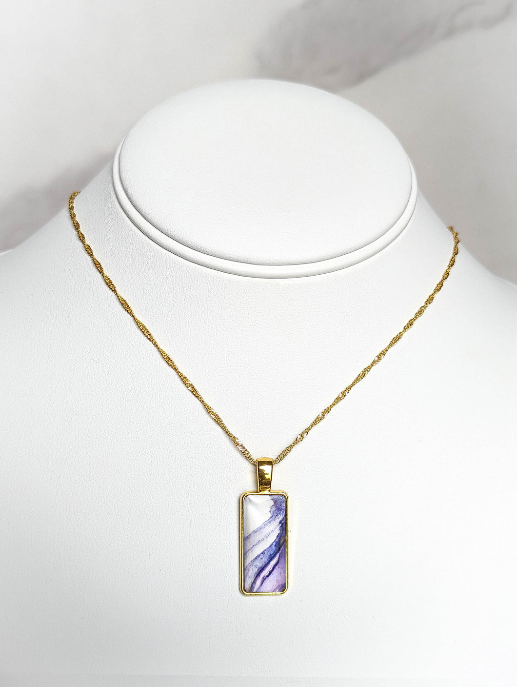 Hand painted alcohol ink pendant necklace