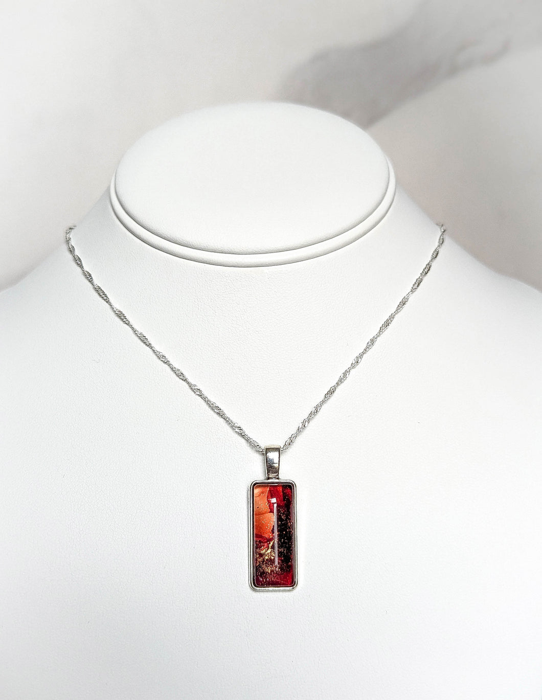 Hand painted alcohol ink pendant necklace