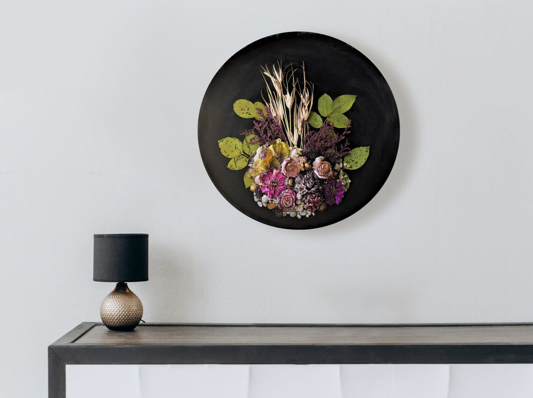 Black flower cast table/wall art