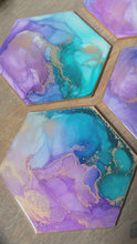 Load and play video in Gallery viewer, Mermaid alcohol ink coasters
