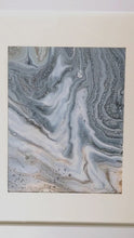 Load and play video in Gallery viewer, Framed metallic grey and gold acrylic pour art
