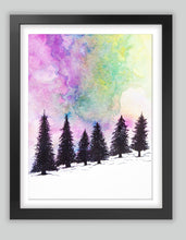 Load image into Gallery viewer, Original framed northern light inspired snow art
