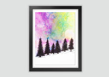 Load image into Gallery viewer, Original framed northern light inspired snow art
