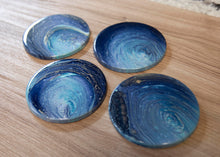 Load image into Gallery viewer, Blue spiral abstract coasters

