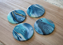 Load image into Gallery viewer, Blue spiral abstract coasters
